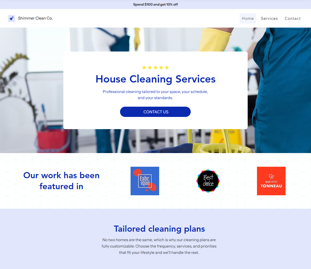 Shimmer clean wix studio template